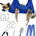 10 in 1 Dog Pet Grooming Hammock Harness with Nail Clippers/Trimmer, Dog Hammock for Nail Trim, Grooming Sling Hanger for Nail Trimming/Clipping (S/Under 30lb, Blue)