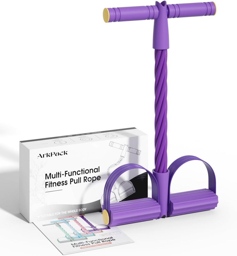 Pedal Resistance Band with Handle,6-Tubes Elastic Pull Rope Fitness Foot Pedal Resistance Bands for Women Girls Bestie Yoga Pilates Exercise Legs Calves Waist Arms Abdomen (purple)