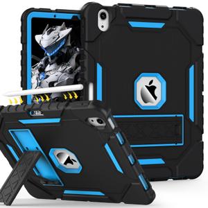 Grifobes Case for iPad Air 11-inch (M3/M2) 2025/2024, for iPad Air 5th/4th Generation 2022/2020 10.9", Heavy Duty Rugged Cover with Stand/Pencil Holder for i Pad Air 6th 5 4 Gen (Black+Blue)