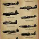 4 x WWII Fighter Planes Vintage Metal Sign, Military Posters Retro Tin Sign for Man Cave Bar Garage Pubs Hotel Wall Art Decor Gift 8 x 12 Inch