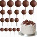 ASTARON 20 Pcs Ball Cake Topper Decorations Mini Balloons Cake Topper Sticks Brown Balls Cake Picks Cake Topper Balls Cake Decorations for Wedding Birthday Cake Decorations