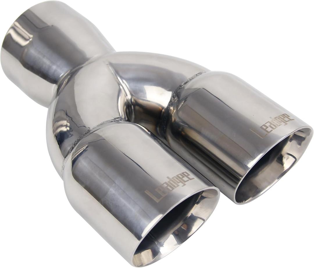 Dual Exhaust Tip 3 Inch Inlet 3" outlet 9.5" Long Tail Pipe Double Wall Polished Stainless Steel Exhaust Tip, Car Tailpipe