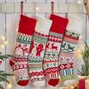 6 Pack Christmas Stockings, 22'' Large Embroidered Knit Christmas Stocking, Holiday and Family Knitted Xmas Stocking for Fireplace or Party Decoration A2 (Axizhenzhi-a-4pcs)