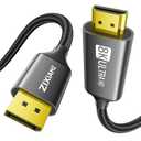 8K Active DisplayPort 1.4 to HDMI 2.1 Cable 6FT (8K@60Hz, 4K@120Hz, 2K@144Hz) Unidirectional DP to HDMI Braided Cord Supports HDCP 2.3 HDR10 Display Port Cable for AMD,NVIDIA,Monitor,PC