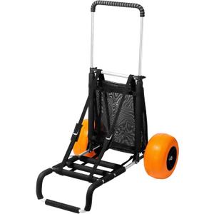 VEVOR Beach Dolly with Big Wheels for Sand, 29.9" x 15.4" Cargo Deck, w/ 12" Solid Wheels, 165LBS Loading Capacity Folding Sand Cart & 27" to 44.7" Adjustable Height, Heavy Duty Cart for Beach