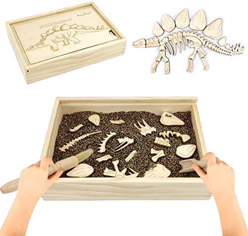 Dinosaur Excavation Archaeology Dig Kit for Kids, Fossil Explore Sensory Bin Toys, Dino Skeletons Bones Puzzle Game, Archaeology Science STEM Toys for Boys and Girls (Stegosaurus)