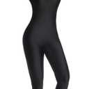 Women's Long Sleeve Unitard Dance Costume Spandex Full Body Suits One Piece Jumpsuits (Medium, Black)