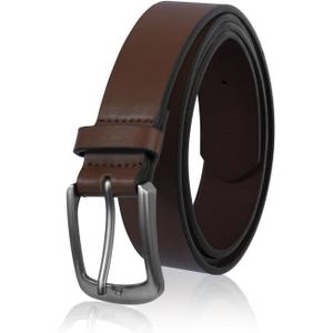 Men's Faux Leather Dress BeltClassic & Fashion Jeans Belts with Single Prong Buckle for Work Business and Casual (38, Dull Brown)