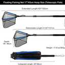 PLUSINNO Fishing Net Fish Floating Landing Net, Kayak Nets with Fixed Foldable Telescopic Pole Handle, Bass Trout Fishing Nets with Nylon Mesh for Pond Lake River, Fishing Gear Gifts for Men Anglers
