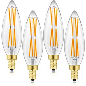 E12 LED Bulb 8W,100 watt Equivalent, Dimmable Candelabra Led Light Bulbs,Chandelier Light Bulbs 2700K Warm White,850lm Edison Bulb 4.85In,4-Pack.