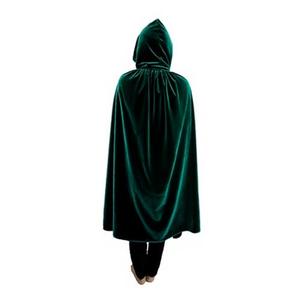 SZBZ Kids Halloween Christmas Costumes Cape Velvet Hooded Cosplay Party Cloak Devil Witch Wizard Robe Ages Green L