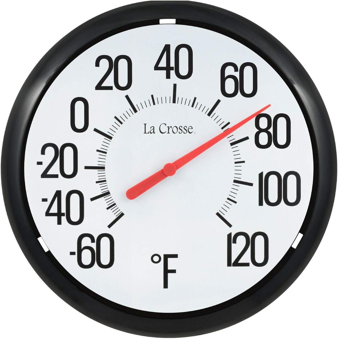 La Crosse 104-134 13.25 Round Indoor/Outdoor Analog Dial Thermometer