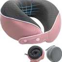 Neck Pillow Airplane - Premium Memory Foam Travel Pillow with Portable Storage Case, 360 Neck Support, Compact Lightweight for Long Flights, Office & Travel (Pink)
