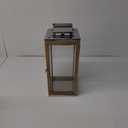 Large Lanterns Decorative -  Waterproof Wood Lanterns Decorative with Tempered Glass, Metallic Lid 7" x 15"
