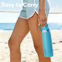 Insulated Water Bottle with Straw - Encool Stainless Steel Water Bottle with Push Button Lid, Leak-Proof & BPA-Free, Keeps Cold for 24 Hours for Sports, Travel, Gym (18 oz, Silk Blue)