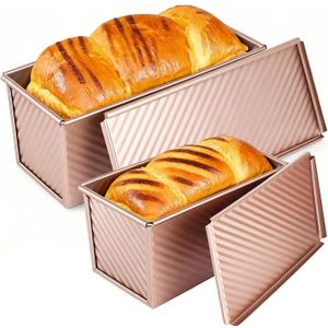 XIRUOXINKEMAO 2 PCS Pullman Loaf Pan With Lid, 2.2 LB/1 LB Sandwich Bread Loaf Pan, Non-Stick Bread Loaf Baking Pan With Lid, for Baking Bread, Sandwiches and Toast