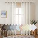 MIULEE 2 Panels Natural Linen Look Textured Sheer Curtains Elegant Solid Ivory Drapes Grommet Top Window Voile Panels for Bedroom Living Room (52X84 Inch)