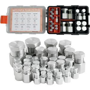 legines 72 Pcs Hydraulic Hose Caps and Plugs Kit, NPT Cap and Plug Assortment Kit, Heavy Duty Seal Adapter Kit with Precision Threads, Steel Flare Fitting Set, Dash Sizes 2 4 6 8 12 16