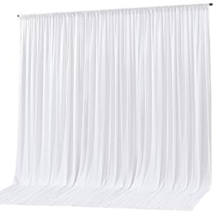 White Backdrop Curtain 10x10ft - Wrinkle Free Polyester Photo Curtain Backdrop Wedding Back Drop Fabric Drapes for Party Decorations Background for Photography