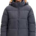 Women's Cropped Puffer Jackets,Warm Winter Jacket with Removable Hood,Zipped Pockets,Short Ladies Quilted Coat (Elegant Charcoal)