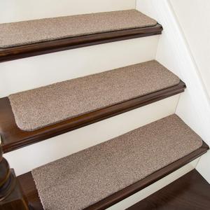 COSY HOMEER Stair Treads Non-Slip Carpet Mat 28inX9in Indoor Stair Runners for Wooden Steps, Stair Rugs for Kids and Dogs, 100% Polyester TPE Backing 10pcs,Beige,Protect Floor