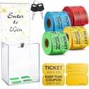 Beeveer 1 Pcs Enter to Win Raffle Box with Lock with 1000 Raffle Ticket Double Roll 6.7 x 5 x 8 in Ticket Clear Acrylic Donation Box with Slot Sign Holder Suggestion Storage for Vote Collection