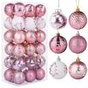 VAINECHAY Christmas Balls Ornaments Shatterproof Pink White Christmas Tree Ornament Multicolor Xmas Trees Decorations, 2.36 inches, Set of 36pcs