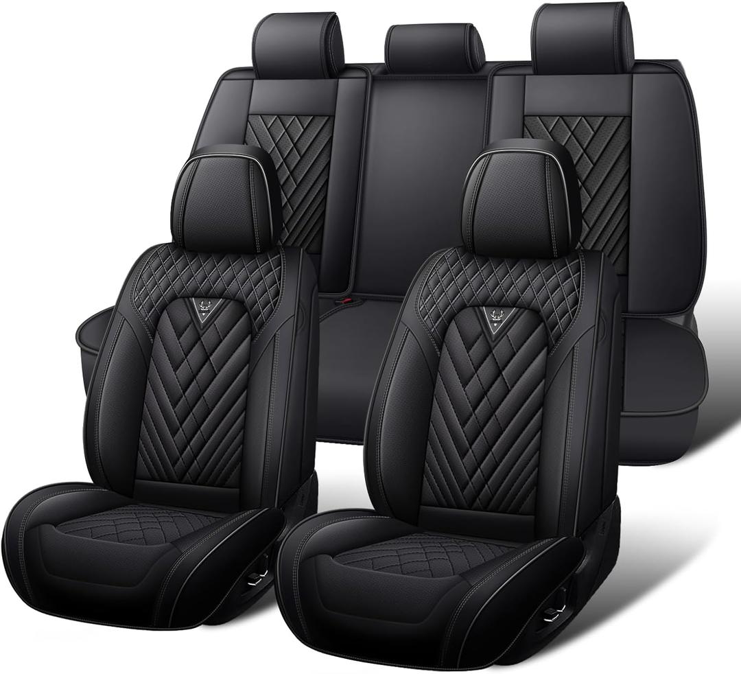 Car Seat Covers Full Set for Chevrolet Silverado 1500 2000-2026, Waterproof Nappa Leather Car Seat Cover, Full Coverage Car Seat Covers Sets(5 Seats/Black)