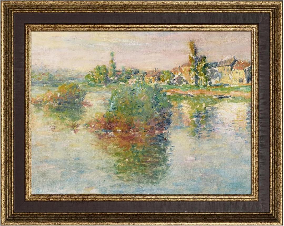 FOLKOR Plein Air Frame for 18x24 Vintage Wall Art Prints, No Cover & Back, Mid-century Canvas Frames with 2.2" Width for French Countryside Still Life Paintings Hallway Guest Room Decor (Brown Gold), 18x24", NO Glass&Backboard