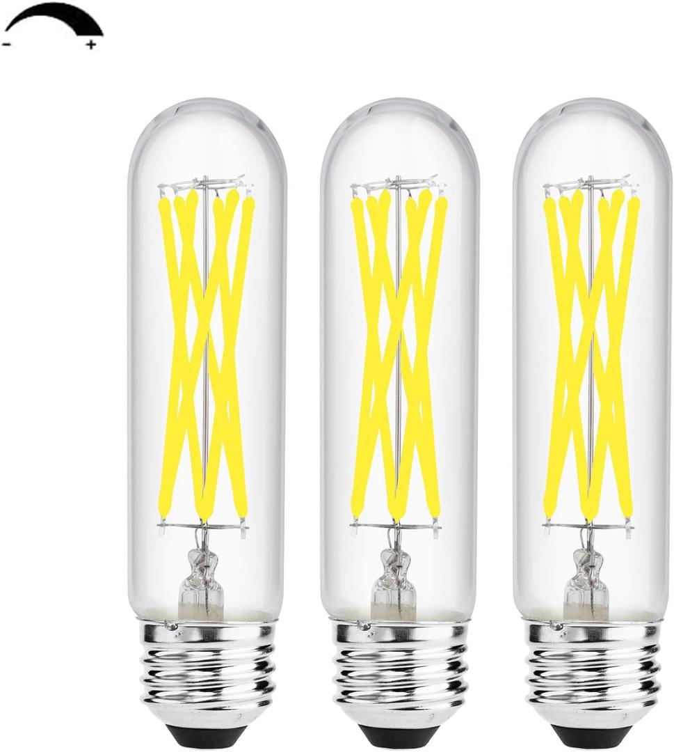 E26 Dimmable 6W T10(T30) Led Edison Bulb, 60 Watt Equivalent, Daylight 5000K Tubular Vintage Shape for Chandeliers, Wall scones, Pendant, 3 Pack, AC 120V