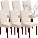 Genina Waterproof Chair Covers for Dining Room 6 Pack, Dining Chair Cover Removable Parson Chair Slipcover Chair Protectors Covers for Kitchen (Argyle-Beige, 6 PCS)