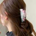 HAIMEIKANG 3 PCs Meidum Flower Cute Hair Claw Clips for Women and Girls - Acrylic Non-Slip Strong Hold Jaw Clips for Thin Hair