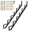 2PC Steel Stair Riser 6-Step, Metal Stair Stringer Load Capacity 3000 Lbs for Outdoor Stairs, Metal Steps for Deck Height 51.26", Anti-Rust Powder Coating, Black