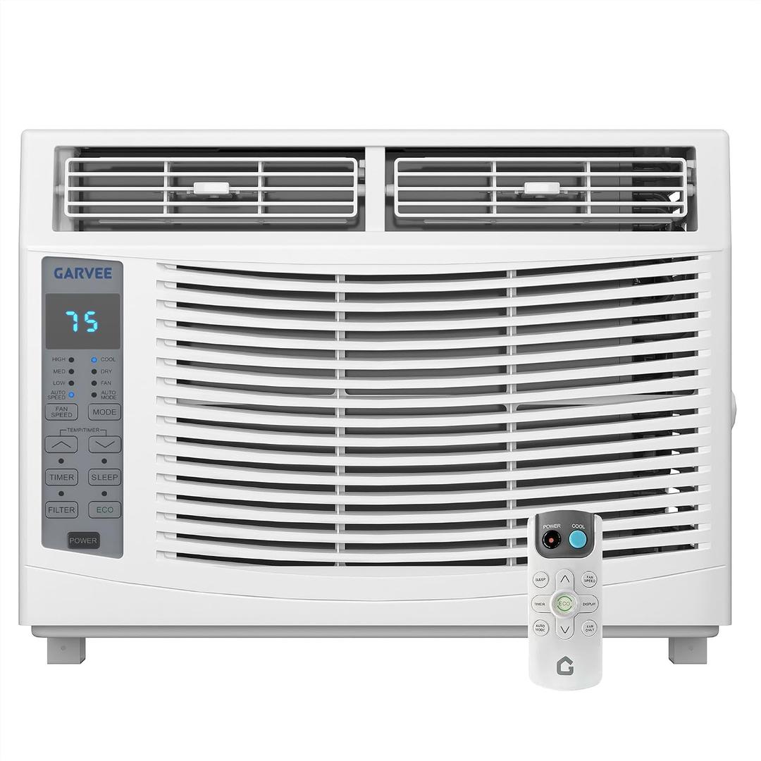 6000 BTU Window Air Conditioner, Cools Up to 250 Sq.ft., 24H Timer, Sleep Mode, Water Self Evaporation, Auto Restart, 3 Cooling & Fan Speeds, Window AC Unit for Bedroom, Office