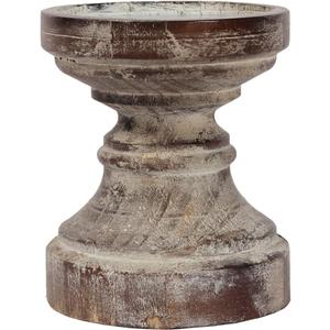 SOFE Decorative Pillar Candle Holder, Rustic Wood Candle Holders for Table Centerpiece, Handmade Farmhouse Candle Holders, Antique Wooden Candlestick Holders Gift for Wedding, Party, Home (Brown 5.5" X 5.5" X 6.5")