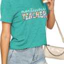 Teacher Shirts for Women Teacher Gifts Short Sleeve Shirts Graphic Tees Summer Tops 2025 (L)