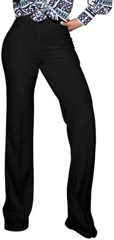 PINSV Women's High Waisted Stretchy Bootcut Pull On Dress Pants Casual Work Pants Size L