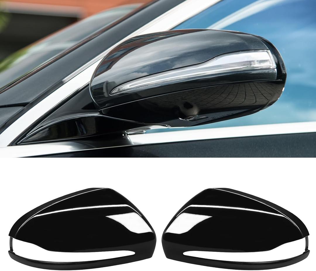 Jaronx Compatible with Mercedes Benz Mirror Cover Replacement C Class W205/E Class W213/S Class W222/GLC X253, Left Driver and Right Side Clip-on Rearview Mirror Caps for Mercedes (Glossy Black)