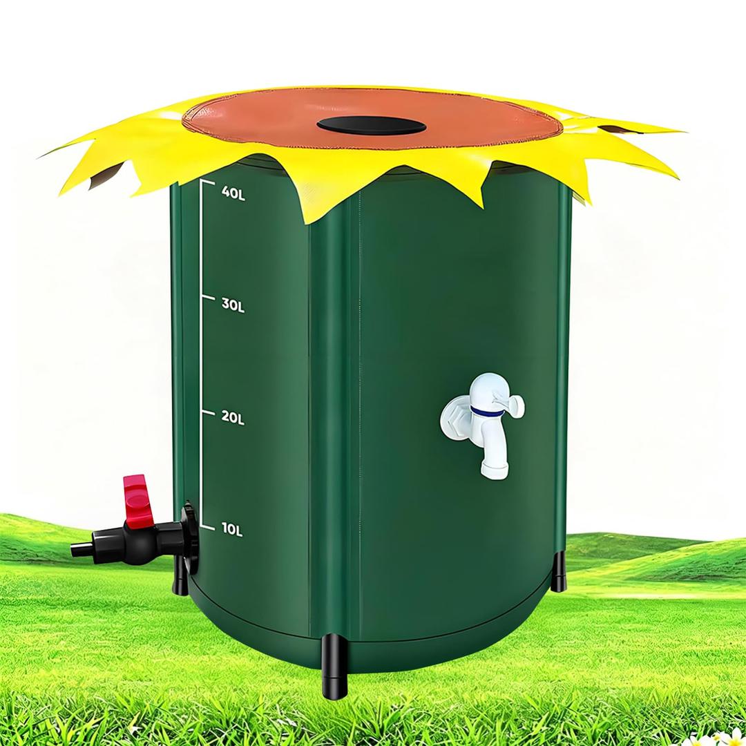 DTXFCER Collapsible Rain Barrel, Rain Water Collection Barrel with 1000D Oxford Cloth, Portable Rainwater Collection System with Spigot and Overflow Kit (42Gallons)