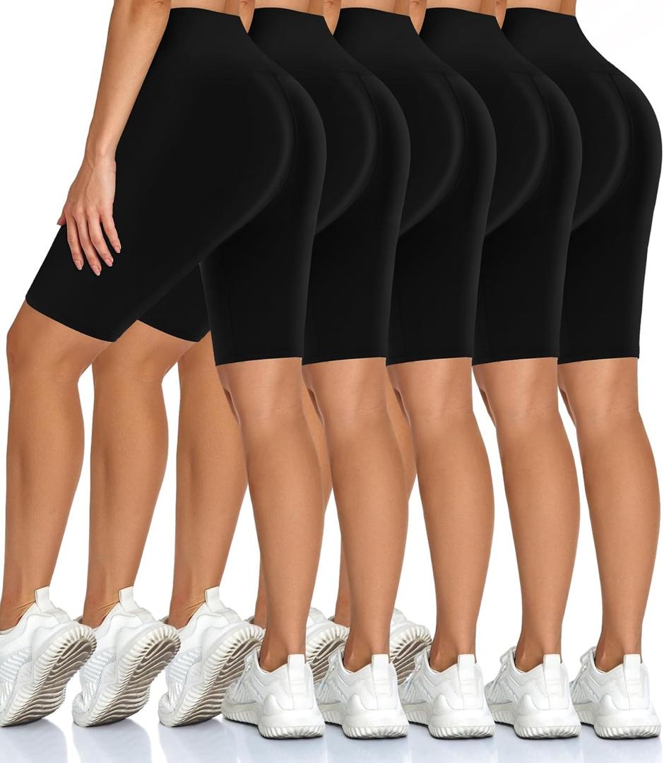 Diu Life 5 Pack High Waist Biker Shorts for Women - Buttery Soft 8" Womens Shorts for Workout, Yoga, Athletic, L/XL