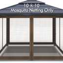 Wonwon Gazebo Universal Replacement Mosquito Netting Outdoor Gazebo Canopy 4-Panel Screen Walls with Zipper for 10' x 10' Gazebo (Mosquito Net Only) (Brown)