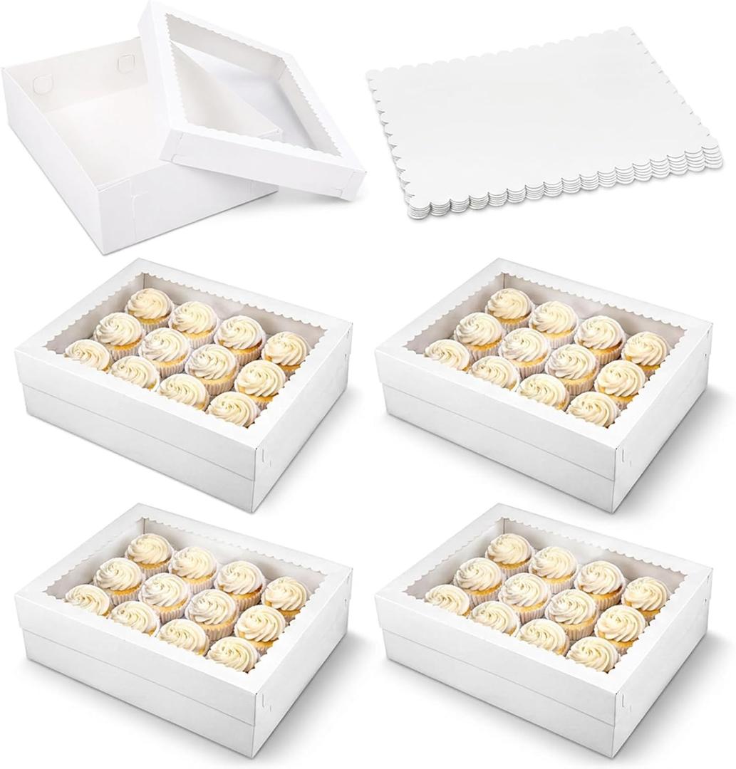 6 Pcs 19x14x5 In Half Sheet Cake Boxes with 6 Pcs Cake Boards