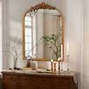 LOVNAHO Vintage Arched Gold Mirror 19x27, Baroque Traditional Ornate Gold Antique Wall Mirror for Bathroom, Entryway, Fireplace, Hallway, Large Arched Wall Mirror for Home Decor (Bronze, 19x27)