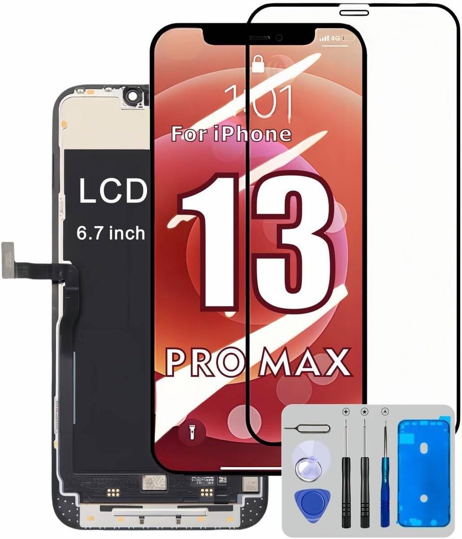 for iPhone 13 Pro Max LCD Screen Replacement Kit, 6.7 A2643 for iPhone 13 Pro Max LCD Display A2484 A2641 A2644 A2645 Screen Digitizer 3D Touch Assembly Repair Part, 120Hz Promotion