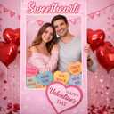 Gueevin Valentine's Day Conversation Hearts Photo Props Frame 75" x 40" Large Pastel Candy Heart Conversation Photo Props for Valentines Sweet Day Wedding Anniversary Bridal Shower Party Supplies