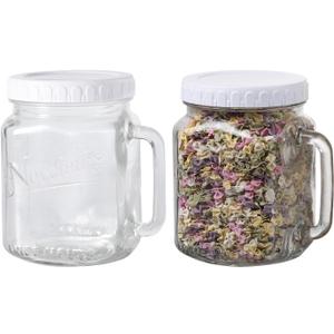 Glass 74 Ounce Mason Jars Wide Mouth Mason Jar Large Square Food Container with Lid for Overnight Oats and Food Storage (2 Pack)