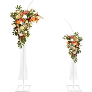 Metal Wedding Arch Stand,Set of 2 Curved Top Arch Backdrop Stand Wedding Arches for Ceremony Birthday Anniversary Baby Shower Floral Stand Background Decoration (White,7.8FT & 6.7FT)