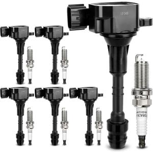 UF349 Ignition Coil & 224018H515 Double Iridium Spark Plug For Nissan Altima Maxima Murano Frontier Quest XTERRA Pathfinder NV1500 NV2500 NV3500/Infiniti l35 QX4/Suzuki Equator V6 Replaces #C1406