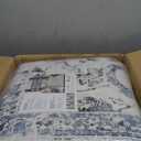 Washable Area Rug for Living Room - Stain Resistant Urtla Thin Rugs with Non Slip Rubber Backing - Indoor Floor Carpet for Dining Room Home Office Dorm (Navy Blue/White, 9x12 Feet)