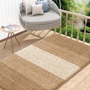 Kitinjoy Indoor Outdoor Door Mat, 48x32 Non-Slip Absorbent Dirt Trapper, Low-Profile Washable Inside Entrance Front Floor Mat, Sturdy Soft Entry Doormats for Entryway, Camel